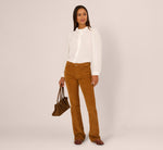 Long Sleeve Semisheer Floral Collar Blouse In Ivory 2