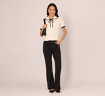 Short Sleeve Collared Cotton Crochet Top In Ivory Blue Moon 2