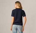 Short Sleeve Open Pointelle Polo Top In Blue Moon 6