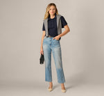 Short Sleeve Open Pointelle Polo Top In Blue Moon 2