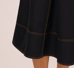 Contrast Stitching Drawstring Midi Skirt In Navy Khaki 4