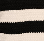 Textured Knit Blanket Stitch Cardigan Sweater In Ivory Black 7