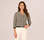 Three Quarter Sleeve Bow Pullover Sweater In Cream Black 3