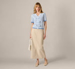 Short Sleeve Bow Pullover Sweater In Classic Blue Ivory 2