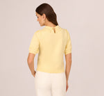 Puff Sleeve Beaded Peter Pan Collar Top In Pastel Yellow 6