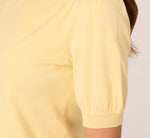 Puff Sleeve Beaded Peter Pan Collar Top In Pastel Yellow 5