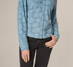 Long Sleeve Semisheer Burnout Floral Blouse In Stone Blue 5