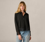 Long Sleeve Crochet Lace Collared Blouse In Black 3