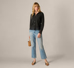 Long Sleeve Crochet Lace Collared Blouse In Black 2