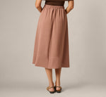 Airflow Topstitch A Line Midi Skirt In Chocolate Malt Cream 6