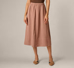 Airflow Topstitch A Line Midi Skirt In Chocolate Malt Cream 3