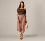 Airflow Topstitch A Line Midi Skirt In Chocolate Malt Cream 2
