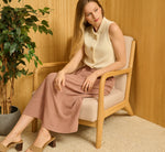 Airflow Topstitch A Line Midi Skirt In Chocolate Malt Cream 1