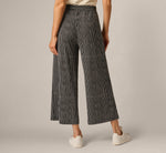 Wide Leg Tie Belt Stretch Pant In Black Ripple Stripe 5