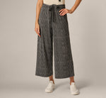 Wide Leg Tie Belt Stretch Pant In Black Ripple Stripe 2