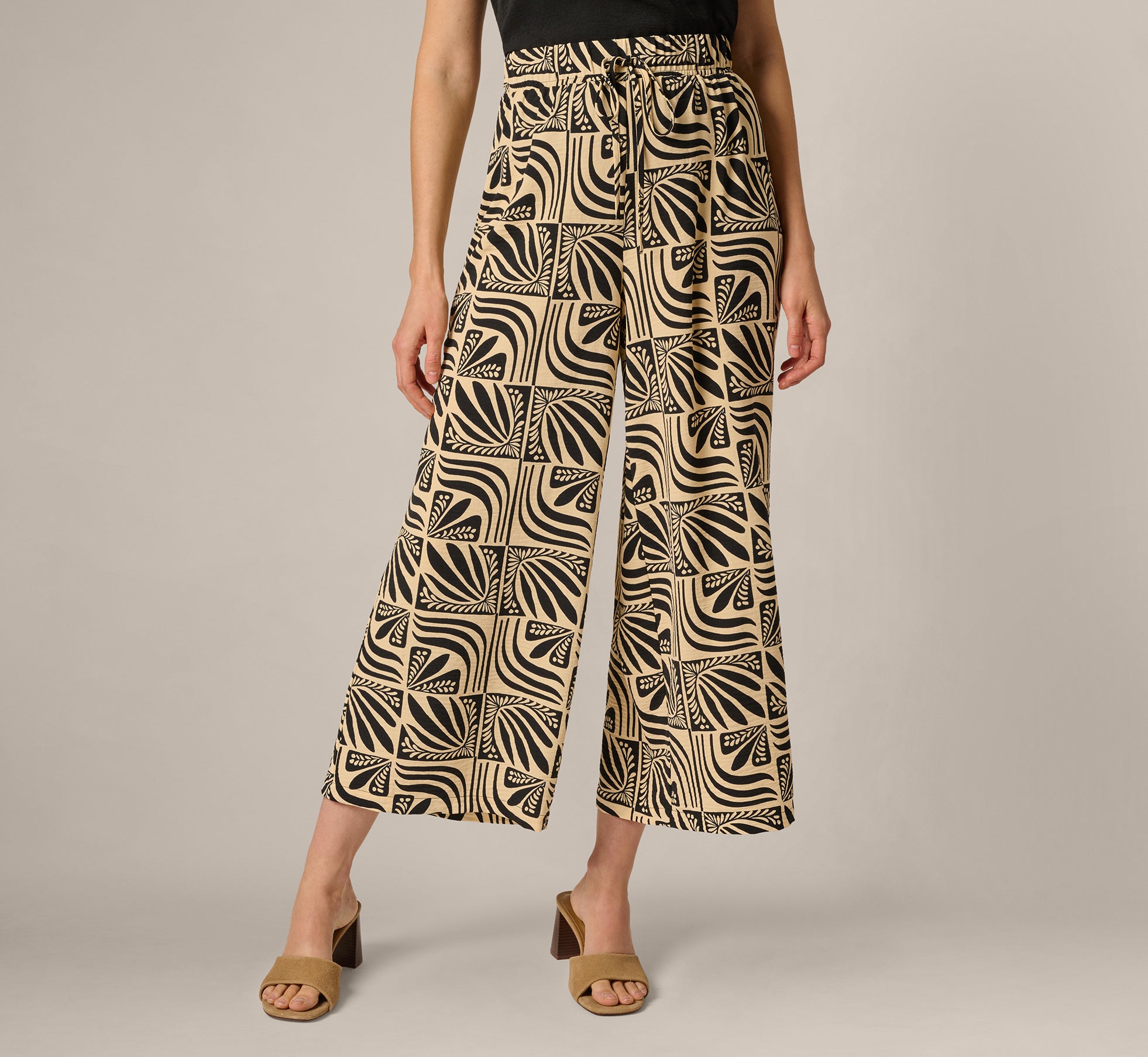 Beige Wide Leg Drawstring Pant - Adrianna Papell