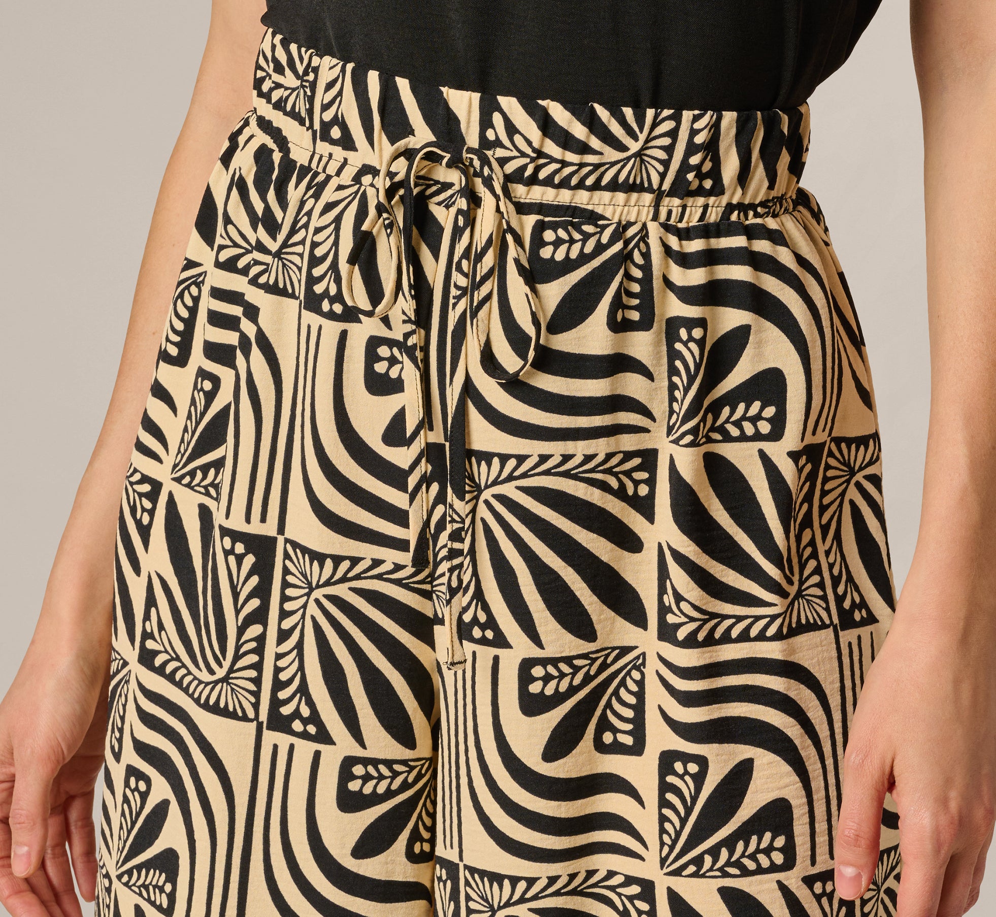 Beige Wide Leg Drawstring Pant - Adrianna Papell