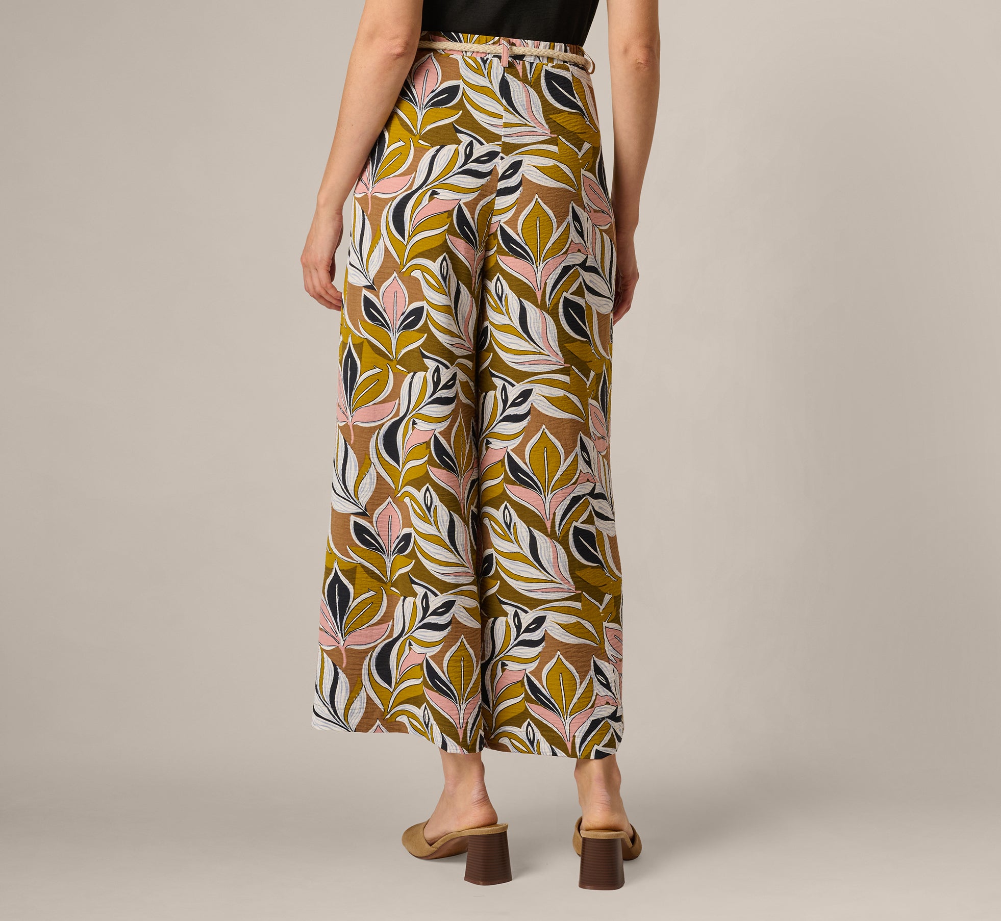 Green Wide Leg Rope Belt Pants - Adrianna Papell
