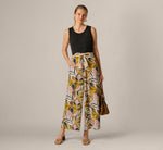 Wide Leg Rope Belt Pants In Amber Green Brushed Leaf 1