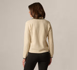 Waffle Weave Bow Collar Pullover Sweater In Cream Black 6