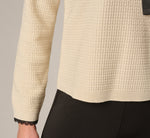 Waffle Weave Bow Collar Pullover Sweater In Cream Black 5