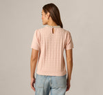 Short Sleeve Beaded Collar Pullover Sweater In Pink Whisper 6
