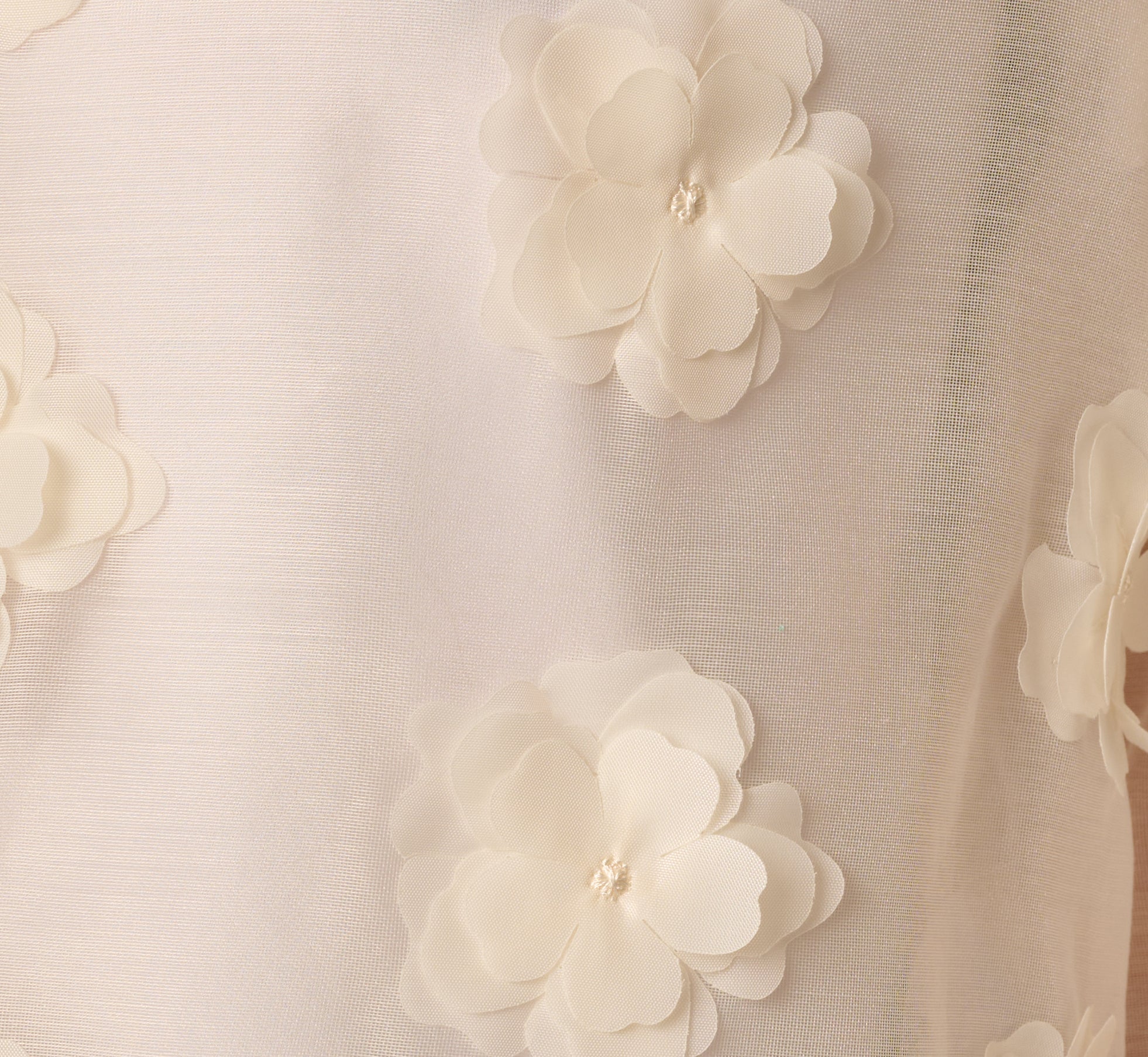 White Long Sleeve Sheer 3D Floral Petal Blouse - Adrianna Papell