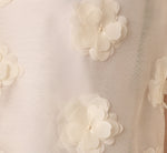 Long Sleeve Sheer 3D Floral Petal Blouse In Cream Frosting 7