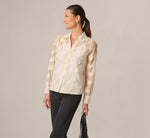 Long Sleeve Sheer 3D Floral Petal Blouse In Cream Frosting 1