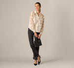 Long Sleeve Sheer 3D Floral Petal Blouse In Cream Frosting 2