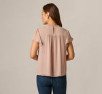 Flutter Sleeve Lace Pintuck Top In Simply Taupe 6