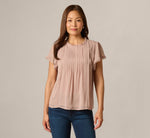 Flutter Sleeve Lace Pintuck Top In Simply Taupe 3