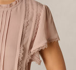 Flutter Sleeve Lace Pintuck Top In Simply Taupe 5