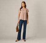 Flutter Sleeve Lace Pintuck Top In Simply Taupe 2