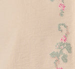 Bell Sleeve Floral Embroidered Tie Front Top In Pebble 7