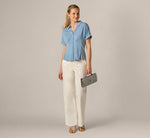 Short Sleeve Pleated Waist Blouse In Rain Washed 2