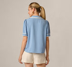 Puff Sleeve Sailor Collar Blouse In Rainwashed Ivory 6