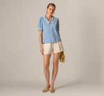 Puff Sleeve Sailor Collar Blouse In Rainwashed Ivory 2