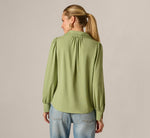 Bishop Sleeve Embroidered Blouse In Eucalyptus 6