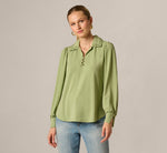 Bishop Sleeve Embroidered Blouse In Eucalyptus 3