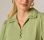 Bishop Sleeve Embroidered Blouse In Eucalyptus 4