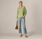 Bishop Sleeve Embroidered Blouse In Eucalyptus 2