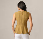 Flared Hem Open Pointelle Knit Tank Top In Earthy Green 6