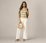 Short Sleeve Open Pointelle Scalloped Sweater In Dusty Sage Green Chevron 2