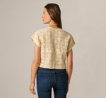 Short Sleeve Open Crochet Top In Cream 7