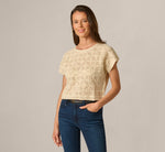 Short Sleeve Open Crochet Top In Cream 4
