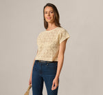 Short Sleeve Open Crochet Top In Cream 2