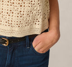 Short Sleeve Open Crochet Top In Cream 6