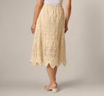 Crochet Knit Dagger Hem Midi Skirt In Cream 6