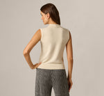 Sleeveless Floral Embroidered Polo Sweater In Cream Black 7